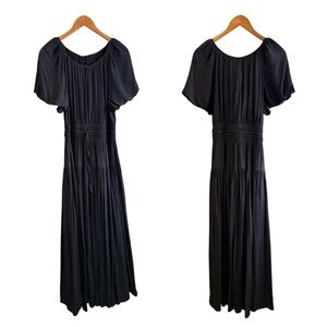 J. Crew Elena puff-sleeve dress crepe de chine black Maxi princess boho ren fair